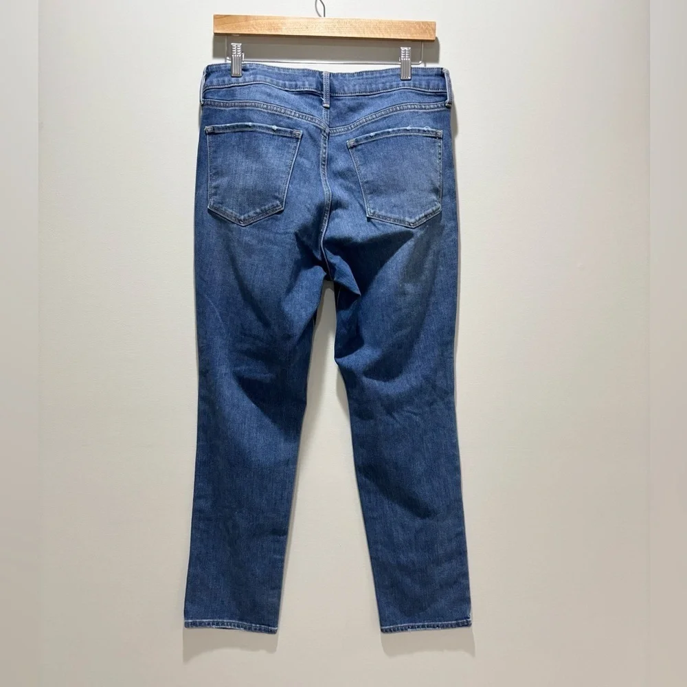 OLD NAVY Women’s Power Slim Straight High Rise Medium Wash Distressed Jeans 12